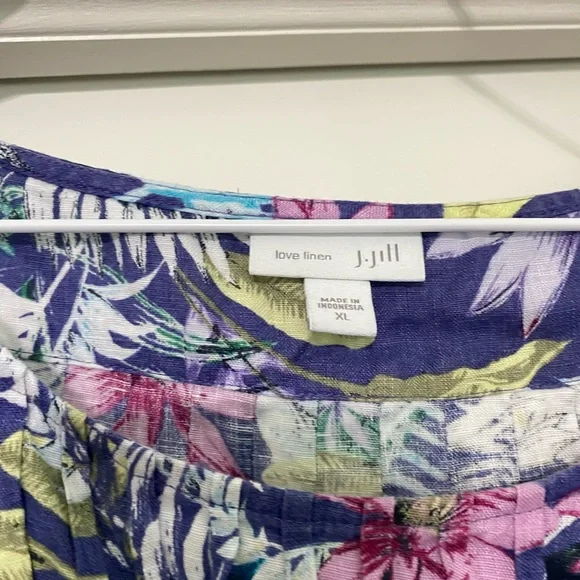 J. Jill Linen Floral Dress - purple , Pink, Green, white - Picture 4 of 7